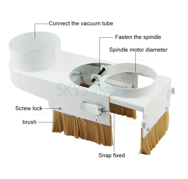 65 mm/80 mm/100 mm/120 mm CNC Spindel Staubhaube Absaughaube Staubabscheider